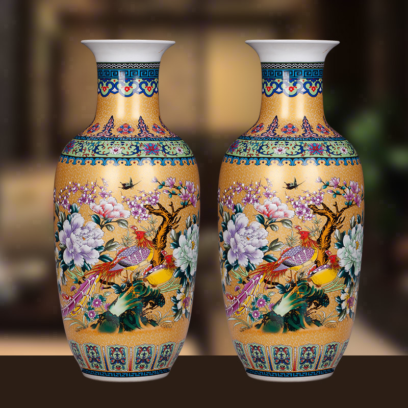 Jingdezhen pastel large vases, pottery and porcelain of modern fashionable sitting room ground flower European household adornment furnishing articles