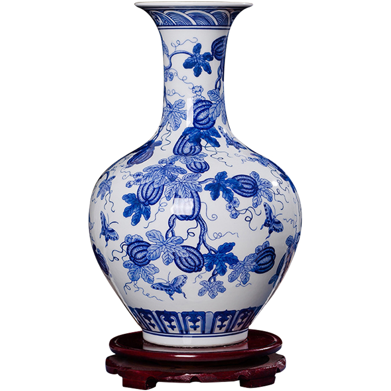 Jingdezhen ceramics antique blue and white porcelain vases, flower, modern home sitting room TV ark, crafts