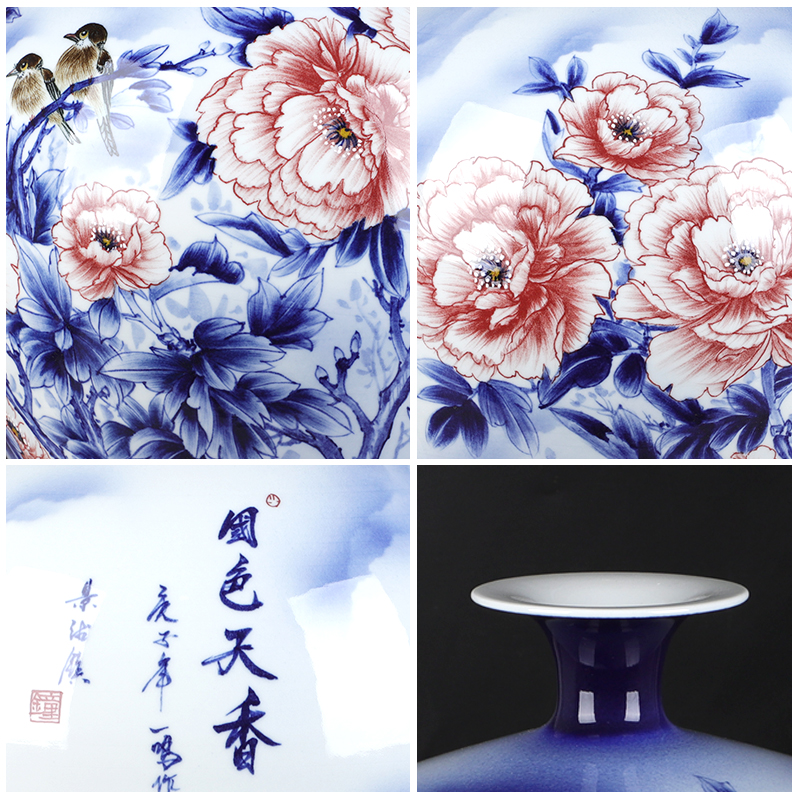 Jingdezhen ceramics new Chinese hand - made of blue and white porcelain vase furnishing articles home sitting room ark adornment handicraft