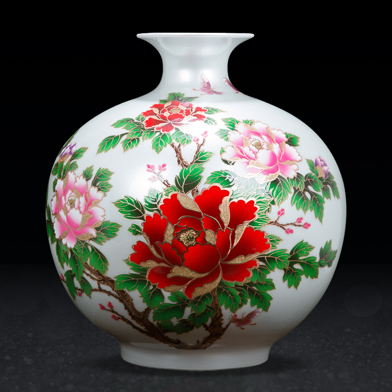 Jingdezhen ceramics flower vase of modern Chinese style household living room TV cabinet wine accessories furnishing articles