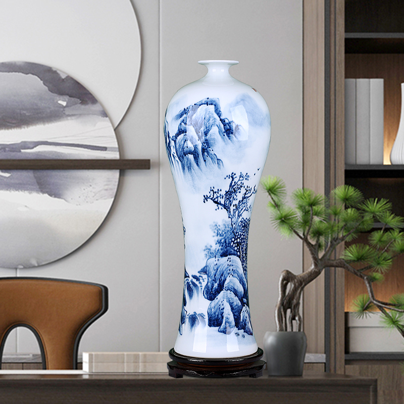 Blue and white porcelain jingdezhen porcelain vases, pottery and porcelain hand - made furnishing articles sitting room flower arranging modern Chinese style household ornaments