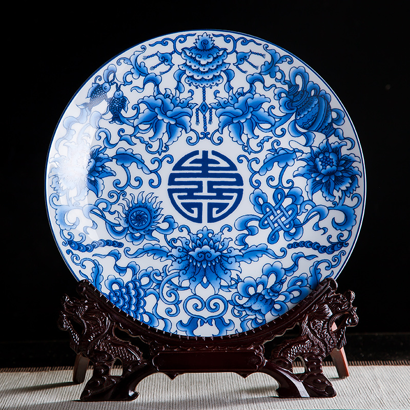 Jingdezhen ceramics furnishing articles hang dish Chinese handicraft wine stays home decoration decoration plate