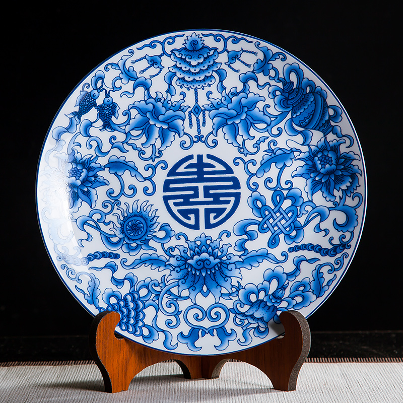 Jingdezhen ceramics furnishing articles hang dish Chinese handicraft wine stays home decoration decoration plate