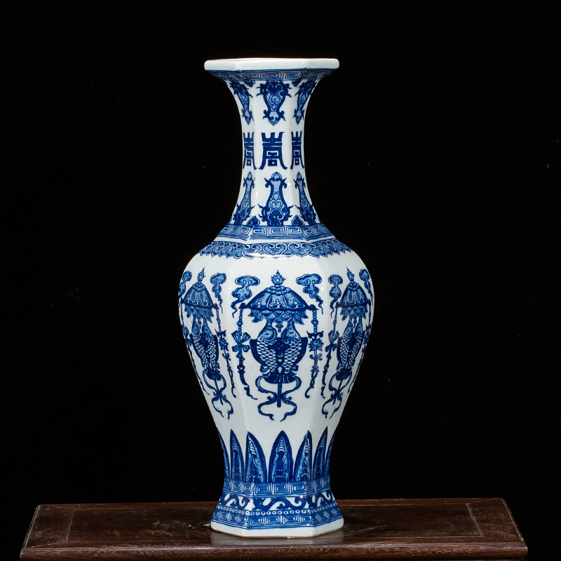 Jingdezhen ceramics vase antique blue - and - white large flower arranging new porch sitting room of Chinese style household act the role ofing is tasted furnishing articles