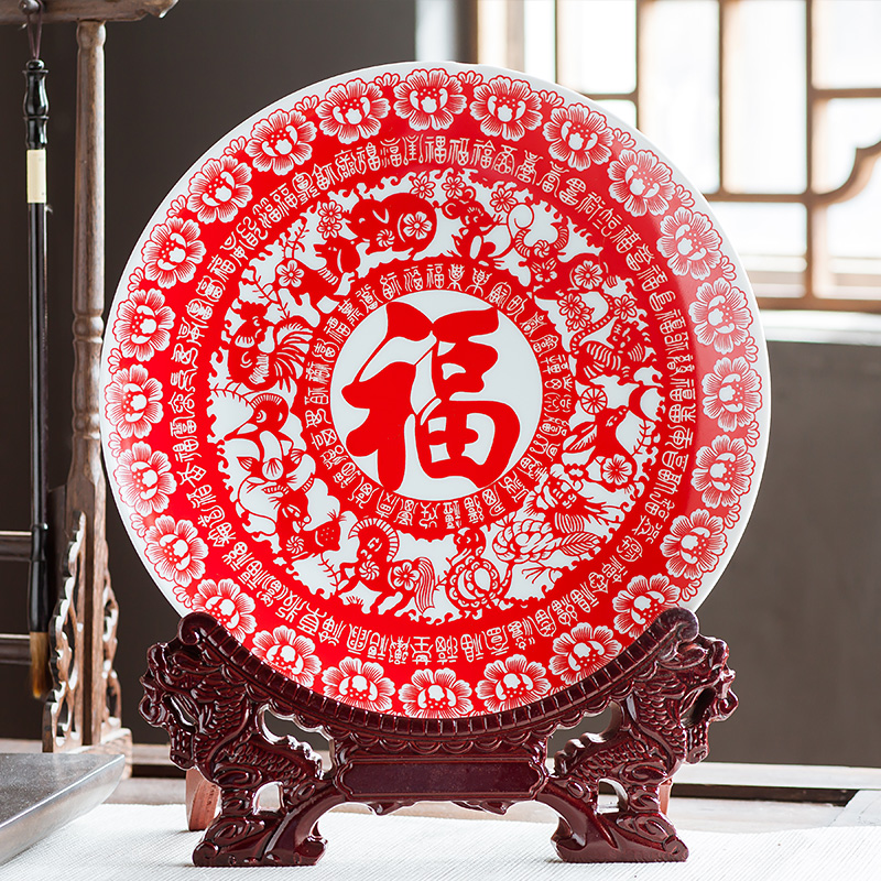 Jingdezhen ceramics furnishing articles household adornment hang dish wine festival arts and crafts of the sitting room porch decorate dish