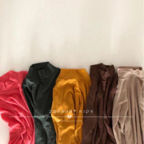 Zoebaby Korean childrens clothing men and women baby soft stretch slim high collar T 19 autumn ins