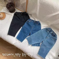 Zoebaby Korean childrens clothing men and womens treasure warm and comfortable interior lira fur jeans autumn and winter ins