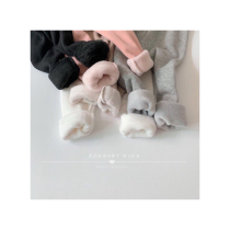 Zoebaby Korean childrens clothing female baby Joker simple and comfortable solid color plus velvet leggings 19 Winter
