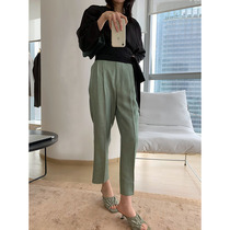 Rest independent design with type leg repair Joker high waist straight tube slim fit nine-point pipe pants women