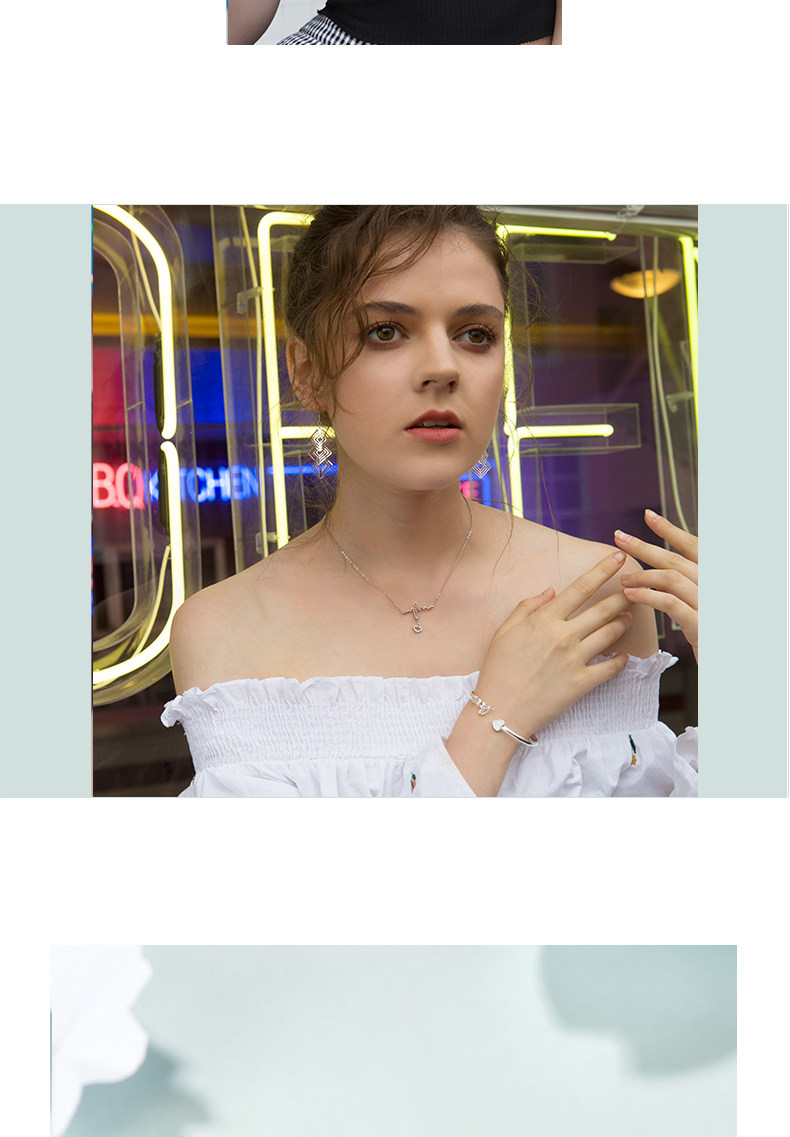 银意坊999纯银手镯女爱心形love手环送女友七夕情人节礼银饰镯子