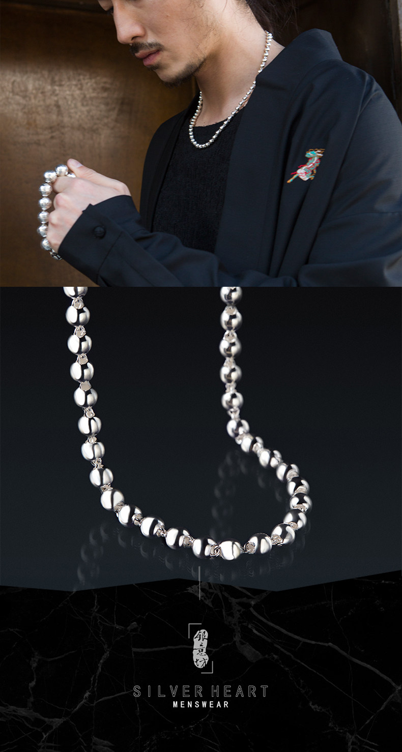 足银990项链男女圆珠链粗银链子韩版男女款银项链七夕礼物送男友