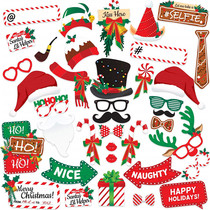 Christmas party gathering photo props holding glasses of cards card Christmas photoprops