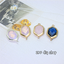 Ornament DIY accessories K gold accessories K gold inlaid glass drill bilateral connection pendant