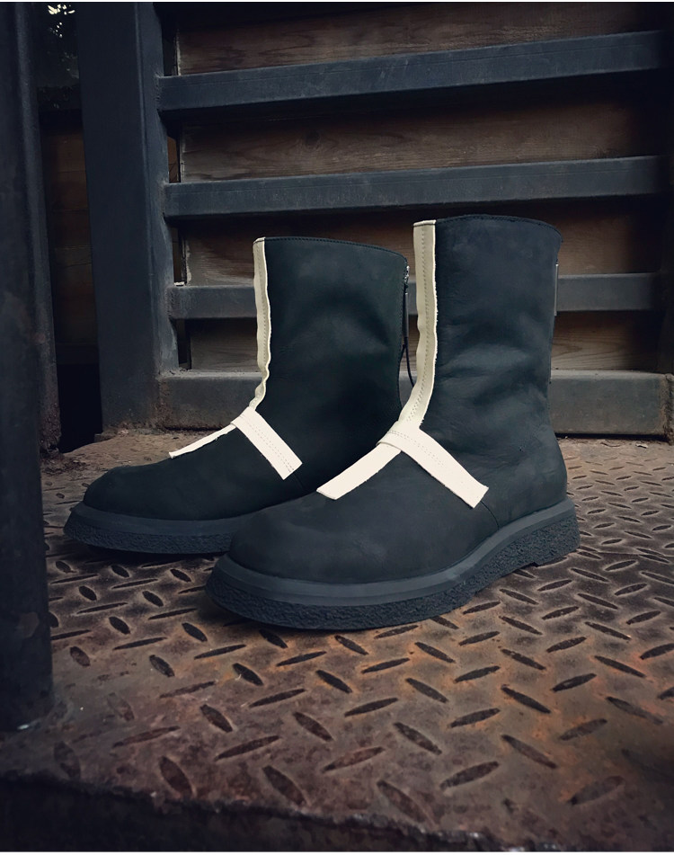 奈瑟重工业风男靴子冬季高帮真皮马丁靴男潮鞋复古暗黑风