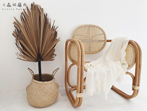 Small Forest Nordic ins handmade rattan chair Indonesia imported natural rattan woven rattan single bed back chair