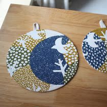 Bird and Lin Nordic wind round cotton insulation placematte pot mat bowl mat cotton linen fabric hand-made coaster tea mat