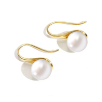 Hong Kong Amberman High Heel Shoes Freshwater Purple Pearl 14K Note Gold Earrings Simple Style About 8mm