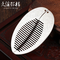 Jiuxi silver building S999 foot silver sterling silver comb all handmade peony flower couple sister silver comb jewelry