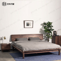 Nordic solid wood bed Japanese style simple oak tatami low bed factory direct sale can be customized black walnut bedroom home