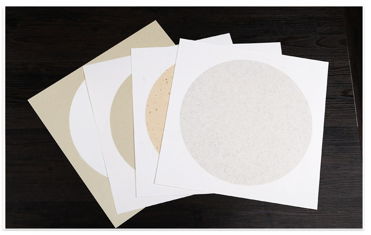 加厚安徽宣纸卡纸硬卡50cm国画生宣圆形方形软卡白纸麻纸镜片10张