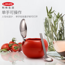 Zero Japan ceramic seasoning jar Salt jar Seasoning bottle Seasoning bottle with spoon 280cc