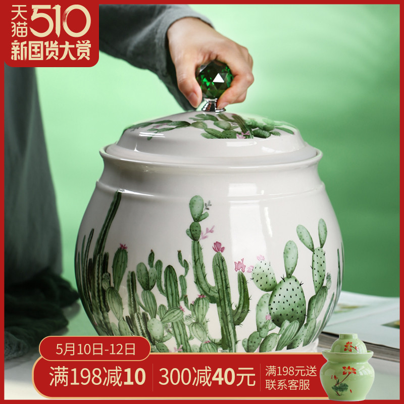 Jingdezhen ceramic barrel meter box ricer box 7 kg15 jin northern wind moistureproof insect - resistant sealed tank flour home