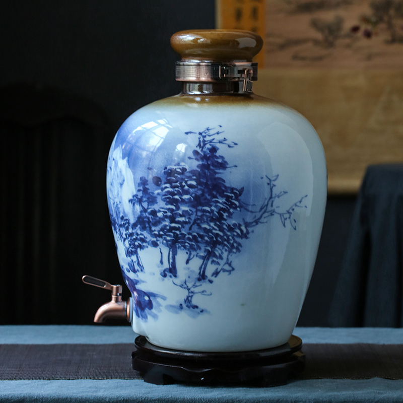 Jingdezhen ceramic jars mercifully wine wine jar 10 jins of 50 kg to 20 seal pot pot liquor bottle it home