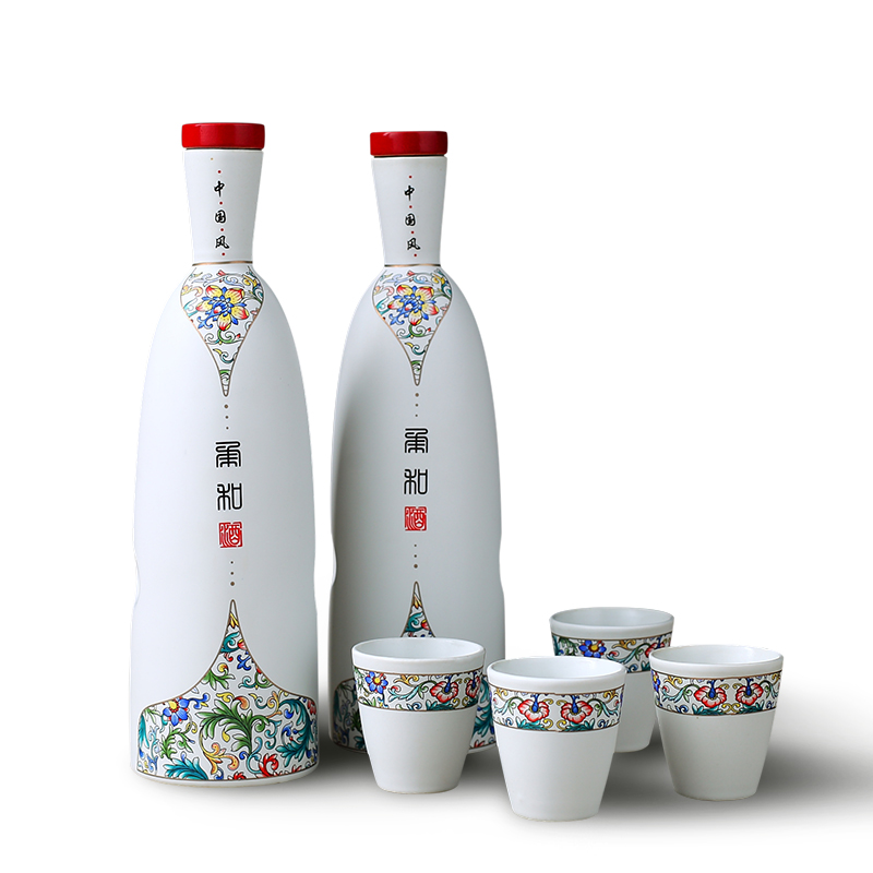 Jingdezhen ceramic bottle 1 catty pack jar creative decoration of Chinese style hip sealed empty bottles of liquor