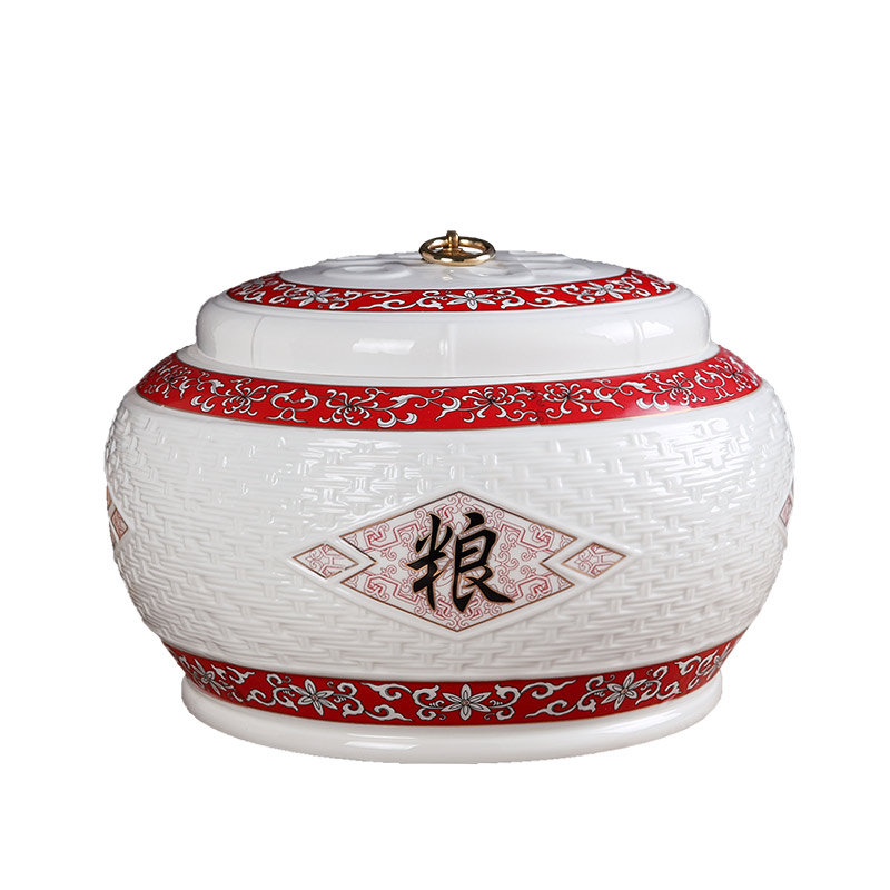 Jingdezhen ceramic barrel ricer box store meter box 10 kg sealed insect - resistant moistureproof with cover to ricer box flour cylinder household