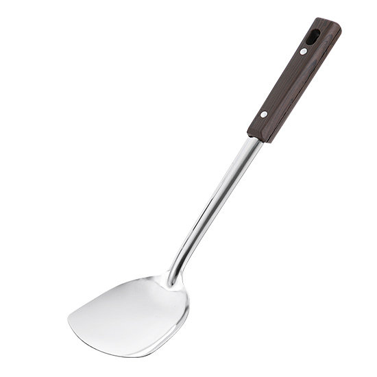 anti scalding handle, wood grain stainless steel spatula, leaky spoon, soup spoon, domestic kitchen, long handle, kitchen utensil, spoon, cooking spatula