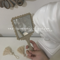 * green house * retro pattern three-dimensional handheld cosmetic mirror lace portable mirror