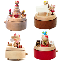 Taiwan music box kitty birthday gift canon music box fun solid wood rotating child christmas