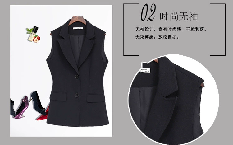 Kích thước cực lớn của phụ nữ 220 catties béo mm vest của phụ nữ ngắn màu đen phù hợp với vest vest vest không tay áo khoác của phụ nữ - Áo vest