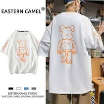 EASTERN CAMELT shirt mens short sleeve summer Tide brand ins loose casual teddy bear print couple top