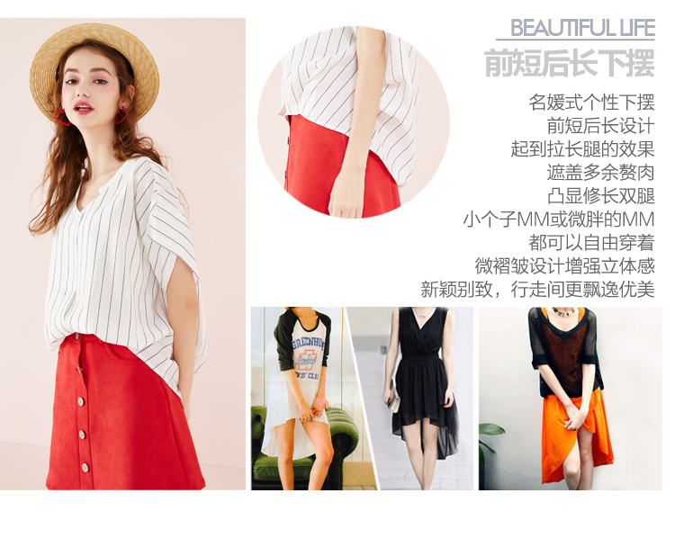 【乐町初逸专卖店】乐町2016夏装新款女装个性条纹衬衫百搭显瘦衬衣白