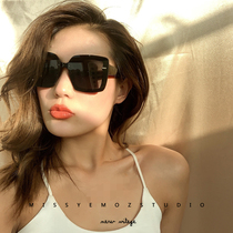 Retro generous frameless sunglasses female round face thin sunshade holiday sun glasses transparent tea Korean Street glasses