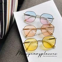 Korean version of big face thin net red street shot retro round frame sunglasses Hong Kong wind UV ins fashion glasses frame women