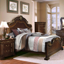American Solid Wood Bed Luxury Villa Double Man Bed Log Carved Flower Retro Furniture Designer Custom 2 m Bed