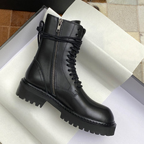 2021 New ann Martin boots female English wind midtube leather locomotive short boots winter plus velvet spring and autumn single boots