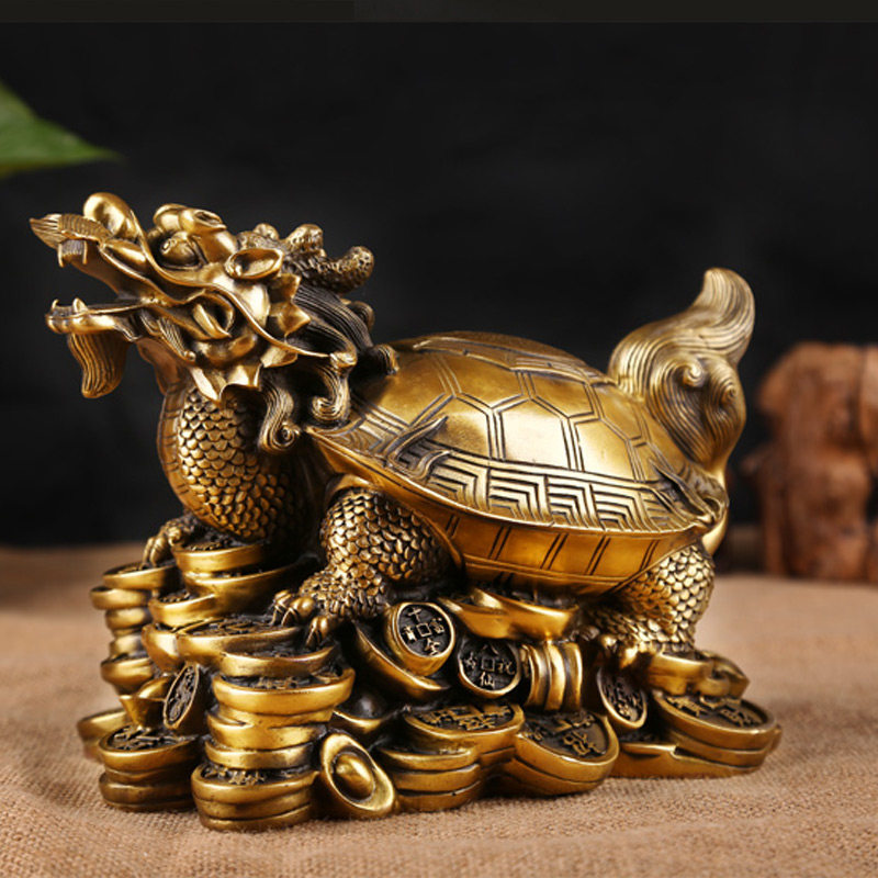 吉善缘 纯铜龙龟摆件 母子龙八卦龟招财摆设家居客厅装饰摆设4010