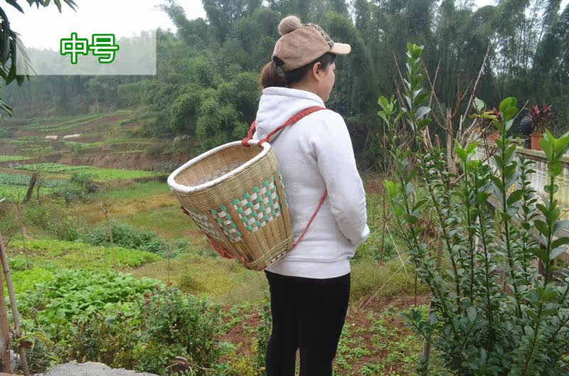 四川竹编背篓 大人儿童竹篾背篼背筐 收纳筐包买菜采药舞蹈道具 - 联