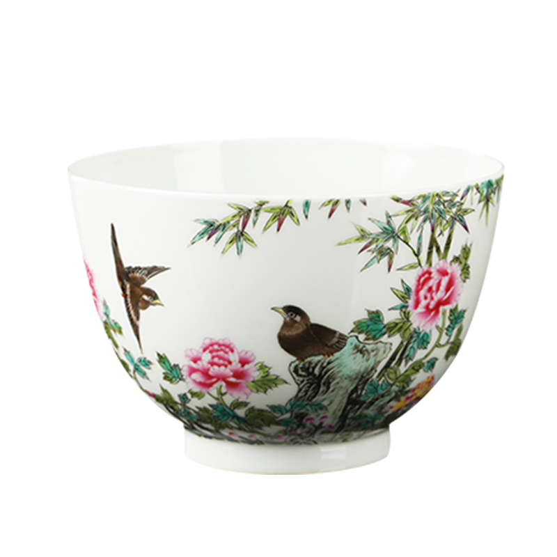 Jingdezhen ceramic checking peony flower porcelain bowl furnishing articles home office teahouse handicraft ornament