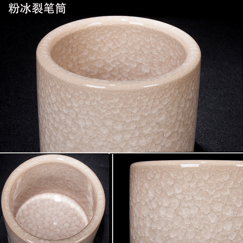 Jingdezhen ceramic borneol on glaze brush pot sitting room, the study of new Chinese style pen decoration handicraft furnishing articles