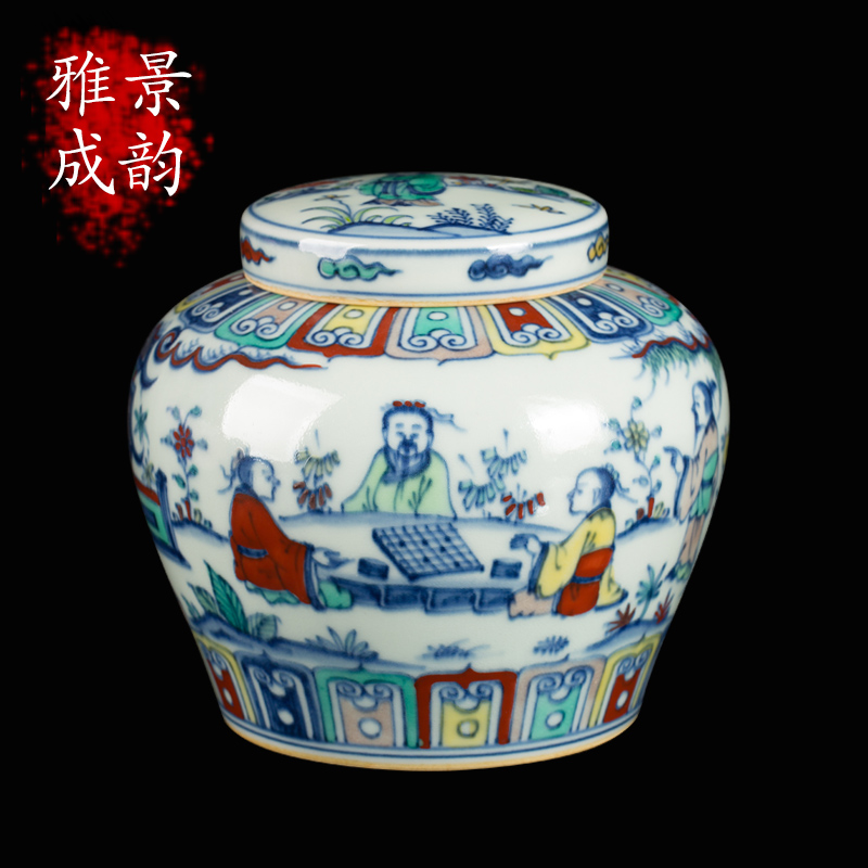 Jingdezhen ceramic manual color bucket storage POTS storage tank word tank decoration decorative furnishing articles antique porcelain tea day