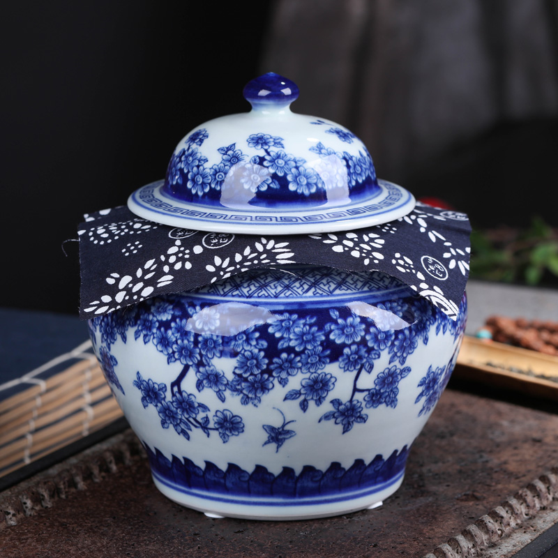 Jingdezhen ceramic tea pot wake receives pu 'er tea pot moistureproof box household sealed jar