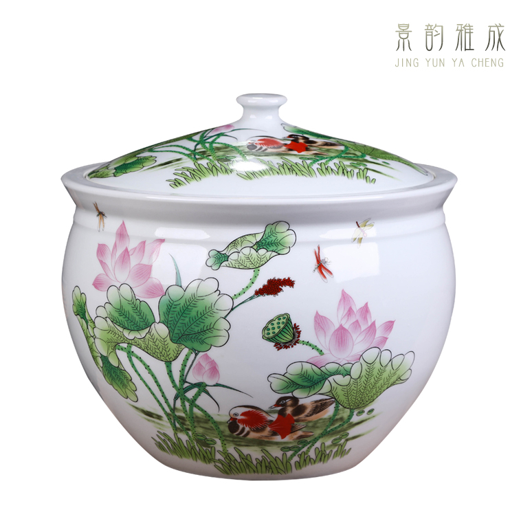 Jingdezhen ceramics with cover decoration storage tank meters large creative new Chinese style jar jar airtight jar of porcelain