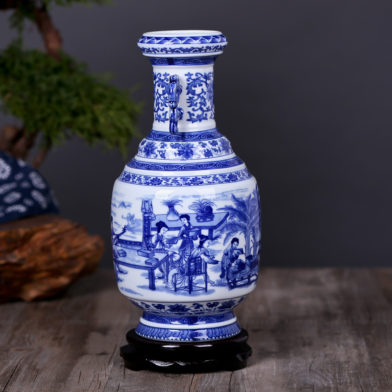 Restoring ancient ways of jingdezhen blue and white porcelain vase zen art ceramics vase flower creative office furnishing articles