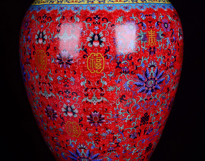 Jingdezhen ceramic vase vase the general pot of large western European large sitting room red clay furnishing articles