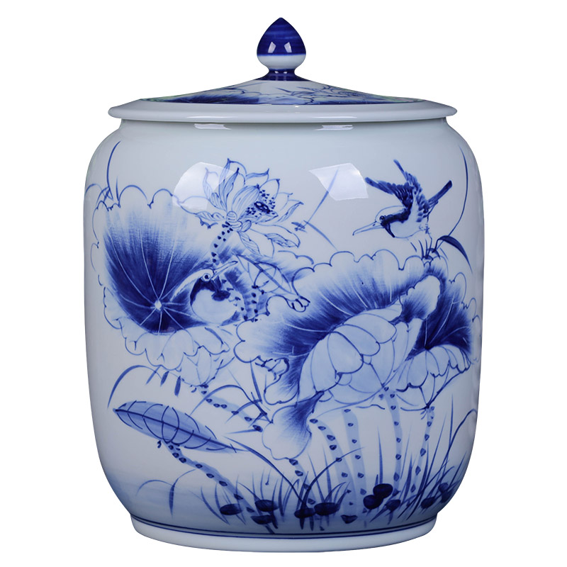 Jingdezhen ceramic hand - made porcelain tea pot store receives seven loaves manual large seal storage tank tea cake tin