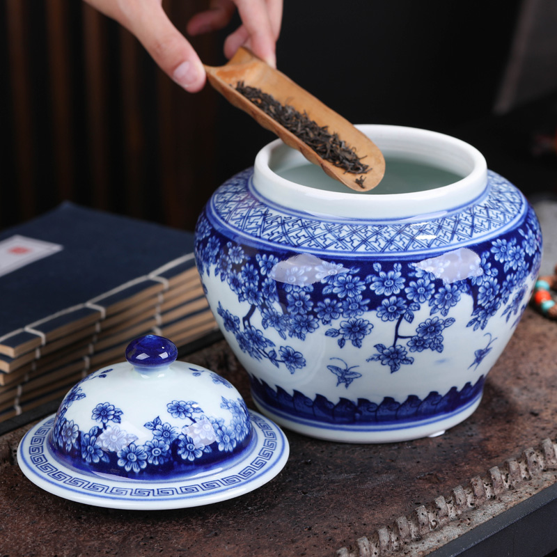 Jingdezhen ceramic tea pot wake receives pu 'er tea pot moistureproof box household sealed jar